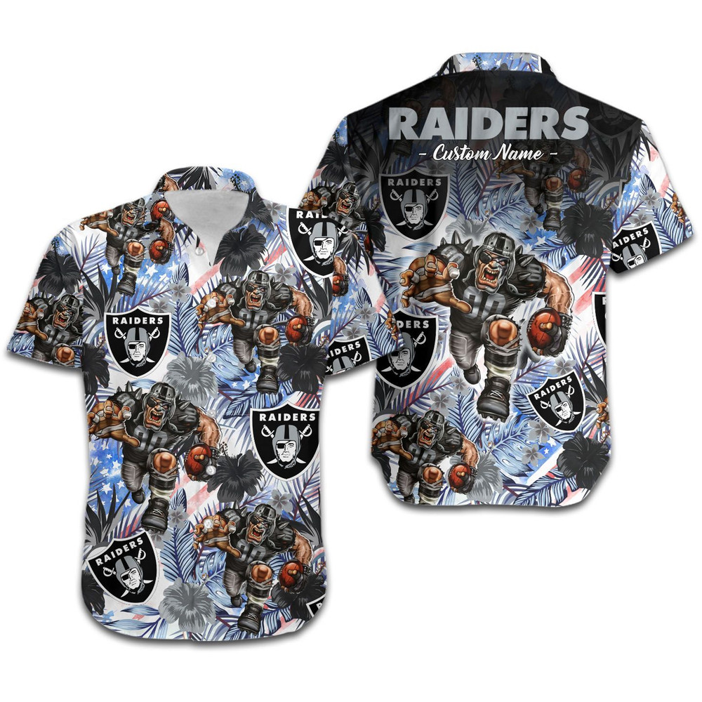 Personalized Las Vegas Raiders Tropical Floral America Flag Hawaiian Shirt Hot Trendy Summer 2024