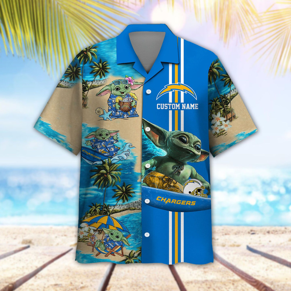 Personalized Los Angeles Chargers & Baby Yoda Hawaiian Shirt Hot Trendy Summer 2024