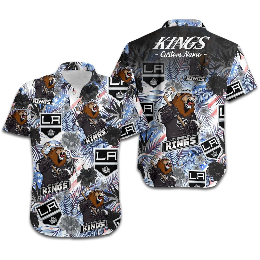 Personalized Los Angeles Kings Tropical Floral America Flag Hawaiian Shirt Hot Trendy Summer 2024