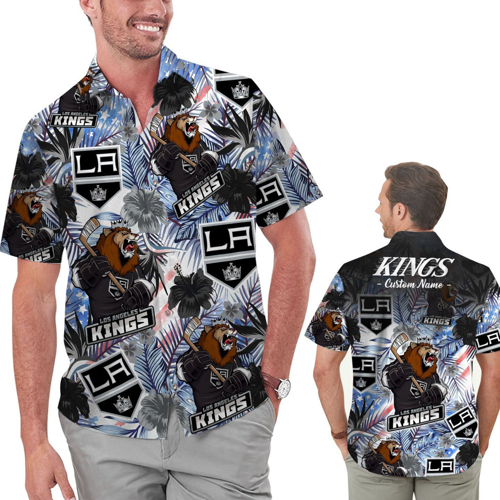 Personalized Los Angeles Kings Tropical Floral America Flag Hawaiian Shirt Hot Trendy Summer 2024