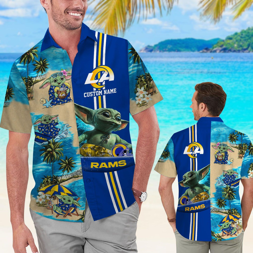 Personalized Los Angeles Rams & Baby Yoda Hawaiian Shirt Hot Trendy Summer 2024