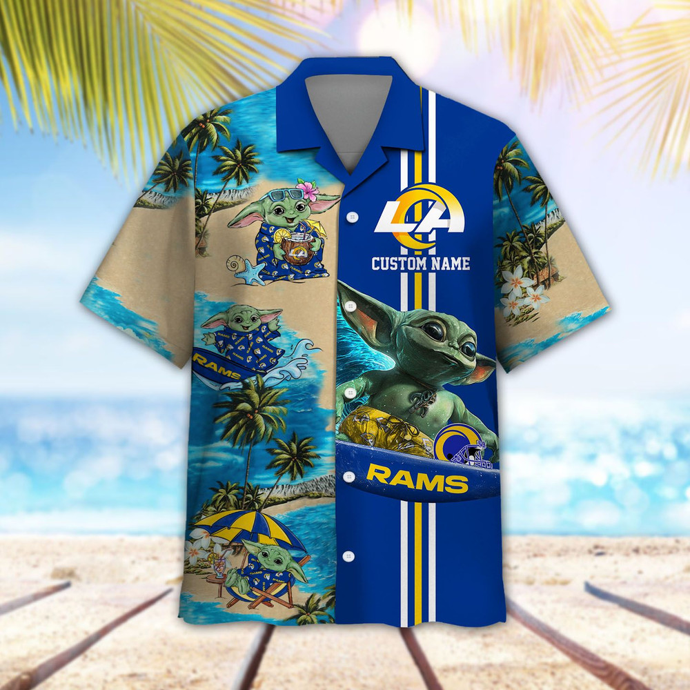 Personalized Los Angeles Rams & Baby Yoda Hawaiian Shirt Hot Trendy Summer 2024