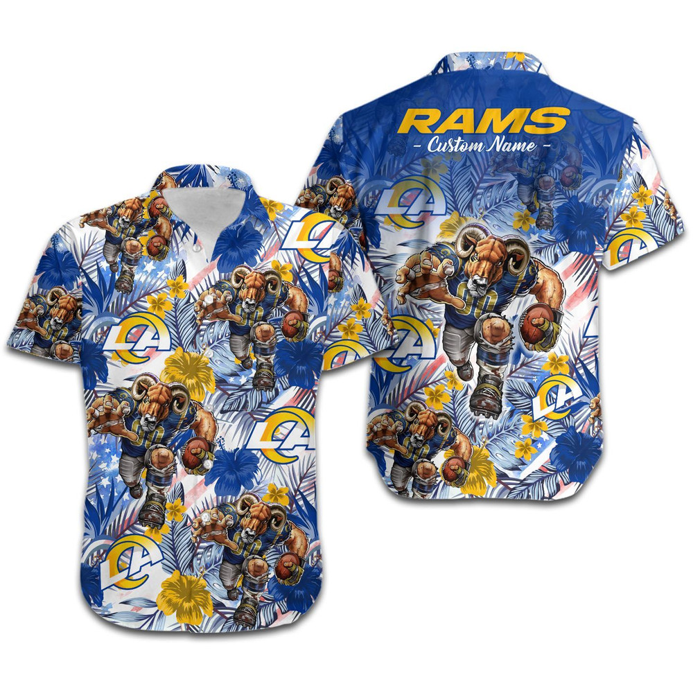 Personalized Los Angeles Rams Tropical Floral America Flag Hawaiian Shirt Hot Trendy Summer 2024