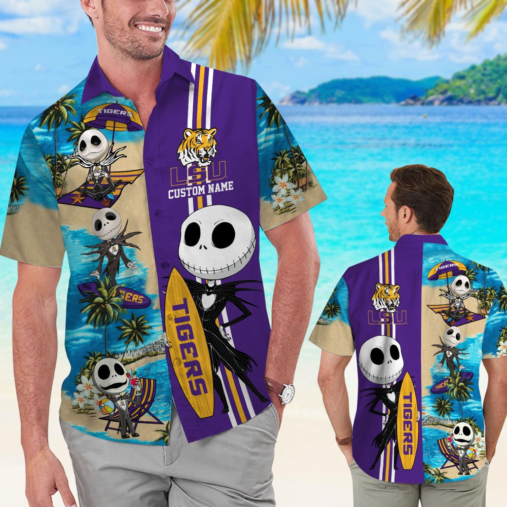 Personalized LSU Tigers & Jack Skellington Hawaiian Shirt Hot Trendy Summer 2024