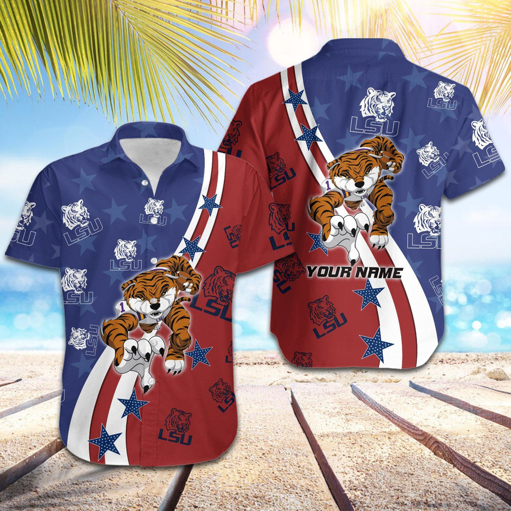 Personalized LSU Tigers American Flag Hawaiian Shirt Hot Trendy Summer 2024