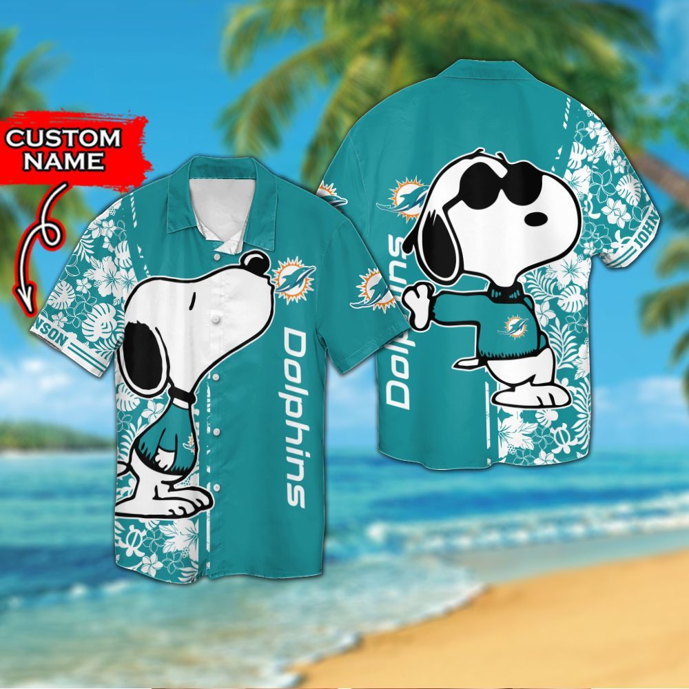 Personalized Miami Dolphins & Snoopy Hawaiian Shirt Hot Trendy Summer 2024