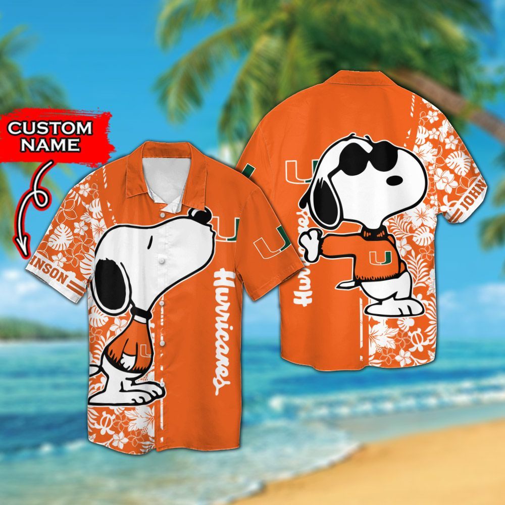 Personalized Miami Hurricanes & Snoopy Hawaiian Shirt Hot Trendy Summer 2024