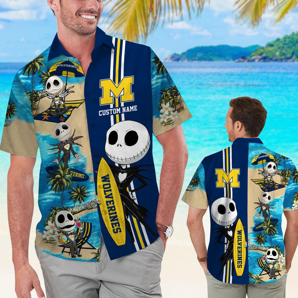 Personalized Michigan Wolverines & Jack Skellington Hawaiian Shirt Hot Trendy Summer 2024