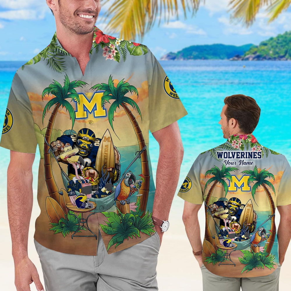 Personalized Michigan Wolverines Flamingo Parrot Hawaiian Shirt Hot Trendy Summer 2024