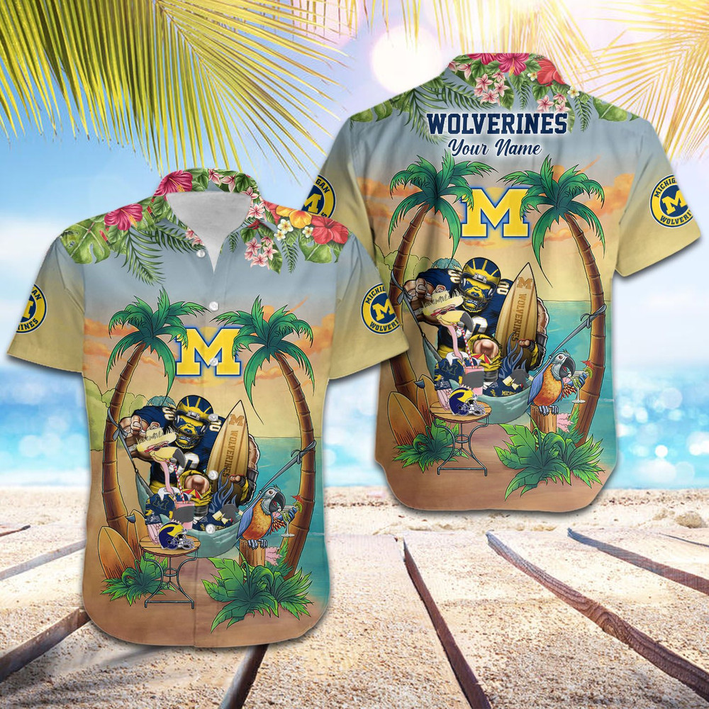 Personalized Michigan Wolverines Flamingo Parrot Hawaiian Shirt Hot Trendy Summer 2024