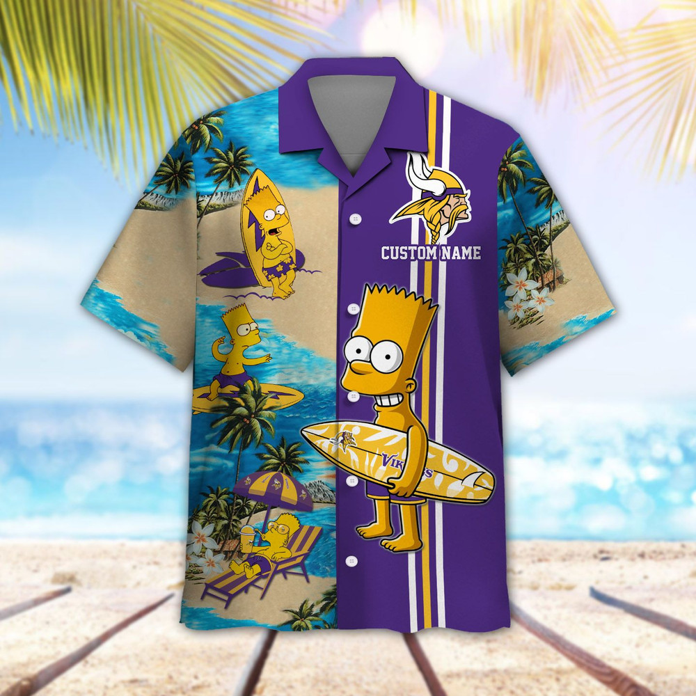 Personalized Minnesota Vikings & Simpsons Hawaiian Shirt Hot Trendy Summer 2024