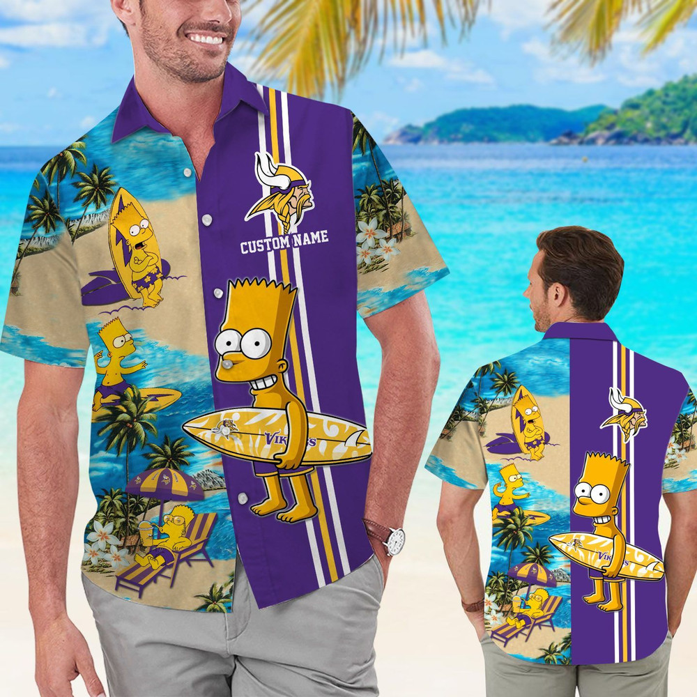 Personalized Minnesota Vikings & Simpsons Hawaiian Shirt Hot Trendy Summer 2024