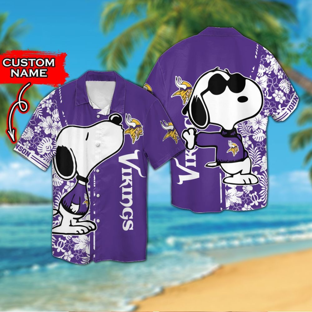 Personalized Minnesota Vikings & Snoopy Hawaiian Shirt Hot Trendy Summer 2024