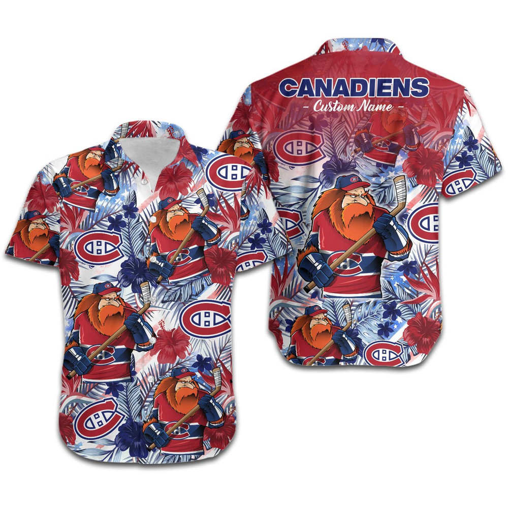 Personalized Montreal Canadiens Tropical Floral America Flag Hawaiian Shirt Hot Trendy Summer 2024