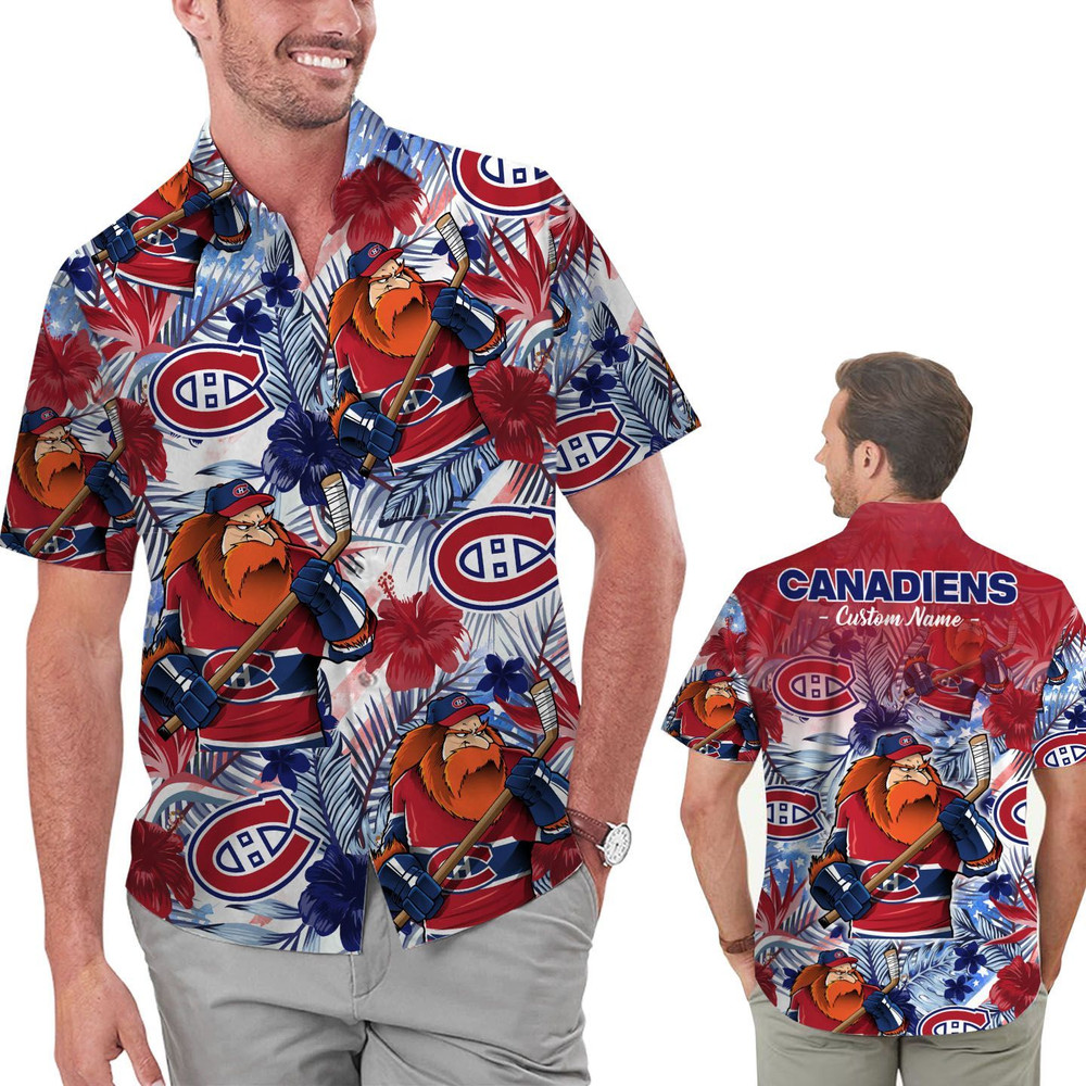 Personalized Montreal Canadiens Tropical Floral America Flag Hawaiian Shirt Hot Trendy Summer 2024