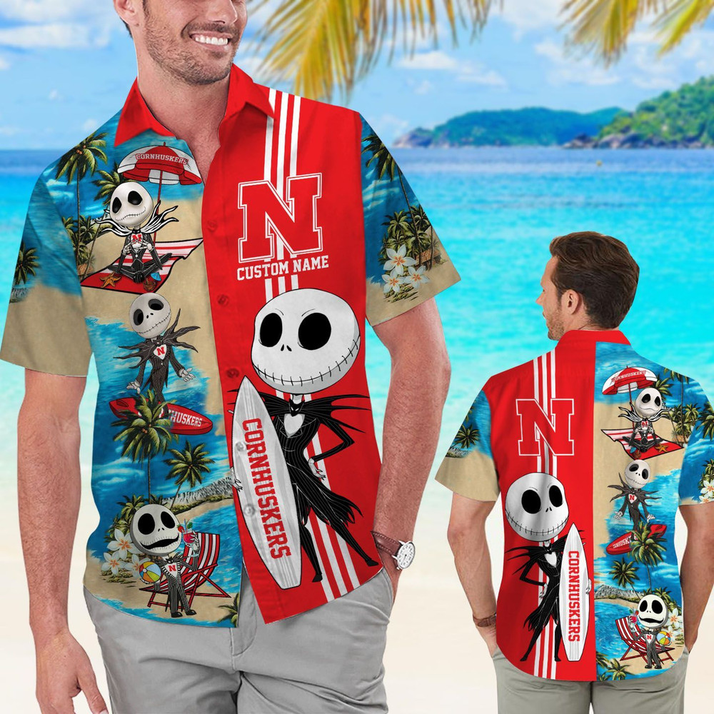 Personalized Nebraska Cornhuskers & Jack Skellington Hawaiian Shirt Hot Trendy Summer 2024