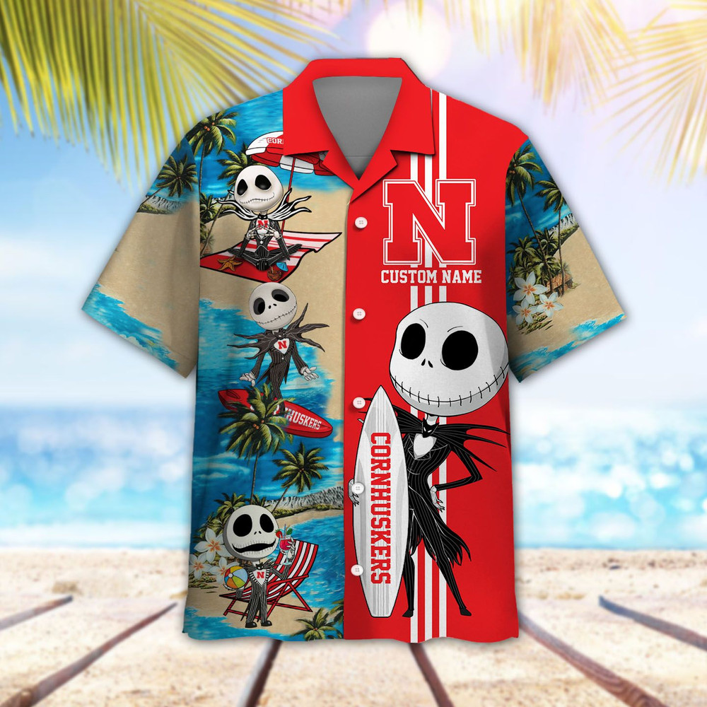 Personalized Nebraska Cornhuskers & Jack Skellington Hawaiian Shirt Hot Trendy Summer 2024