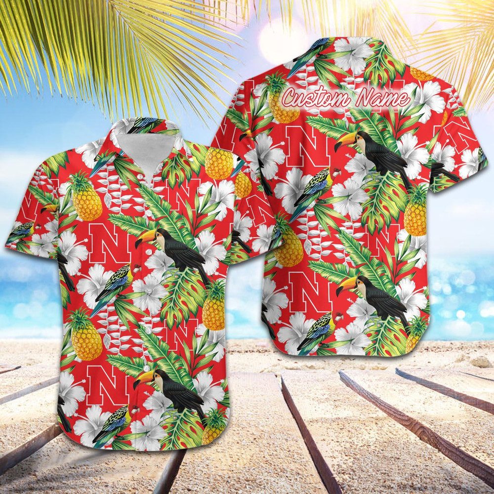 Personalized Nebraska Cornhuskers Parrot Floral Tropical Hawaiian Shirt Hot Trendy Summer 2024