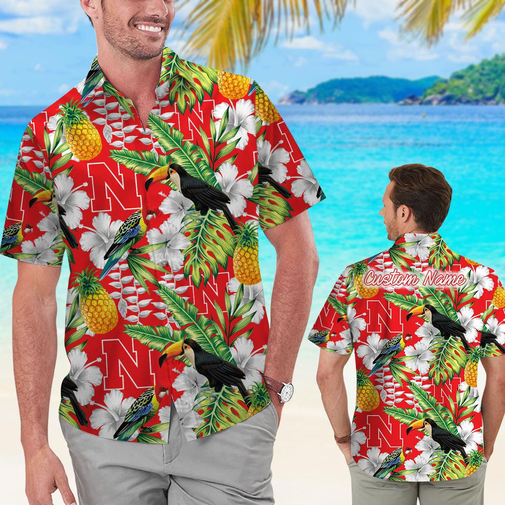 Personalized Nebraska Cornhuskers Parrot Floral Tropical Hawaiian Shirt Hot Trendy Summer 2024