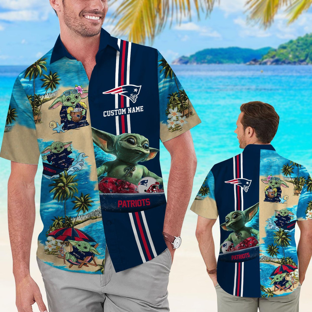 Personalized New England Patriots & Baby Yoda Hawaiian Shirt Hot Trendy Summer 2024