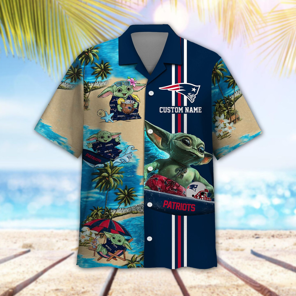 Personalized New England Patriots & Baby Yoda Hawaiian Shirt Hot Trendy Summer 2024