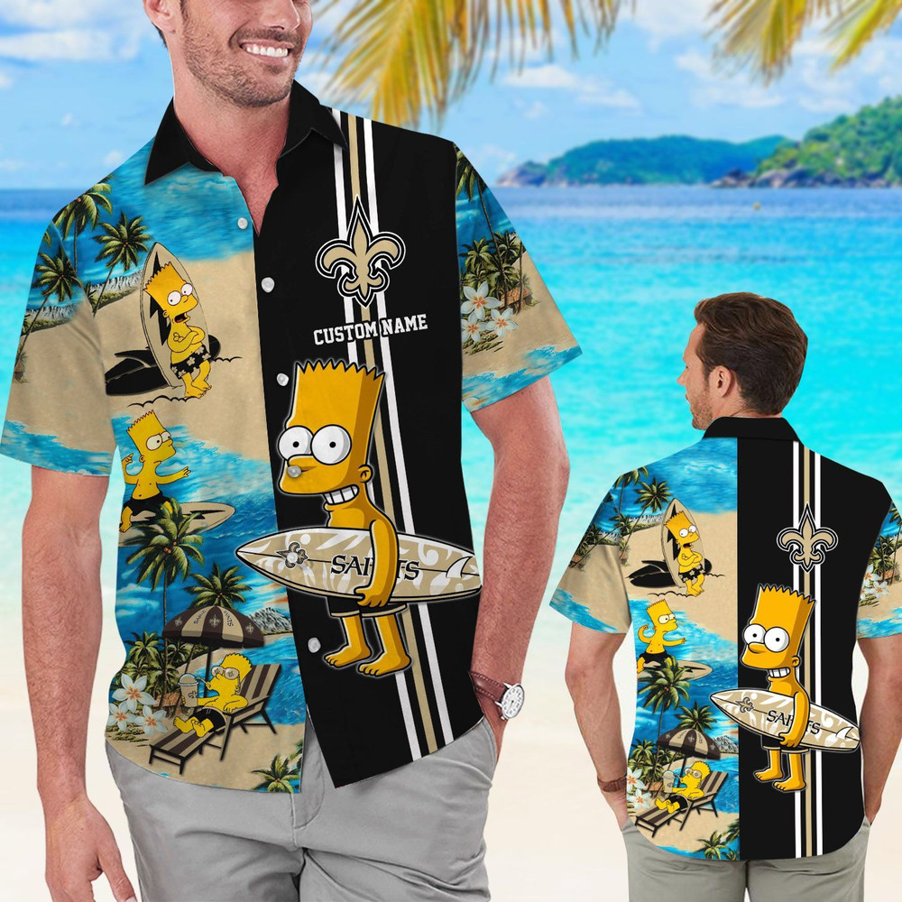 Personalized New Orleans Saints & Simpsons Hawaiian Shirt Hot Trendy Summer 2024