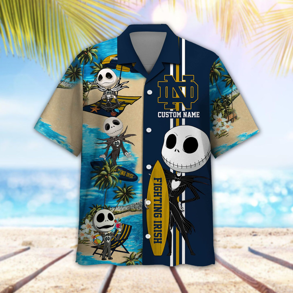 Personalized Notre Dame Fighting Irish & Jack Skellington Hawaiian Shirt Hot Trendy Summer 2024