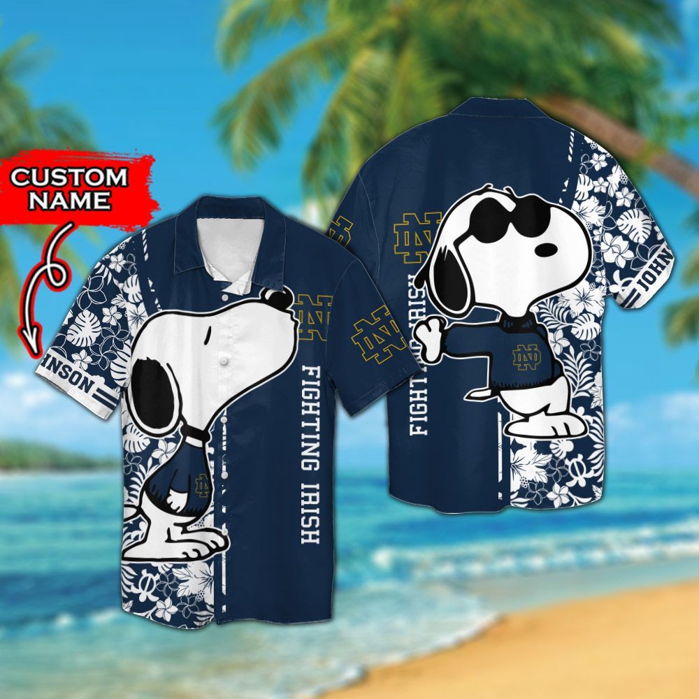 Personalized Notre Dame Fighting Irish & Snoopy Hawaiian Shirt Hot Trendy Summer 2024