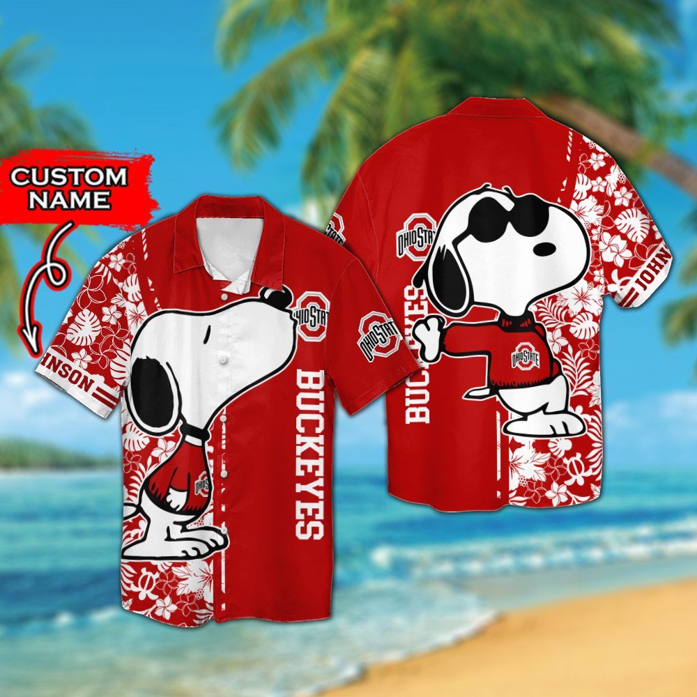 Personalized Ohio State Buckeyes & Snoopy Hawaiian Shirt Hot Trendy Summer 2024