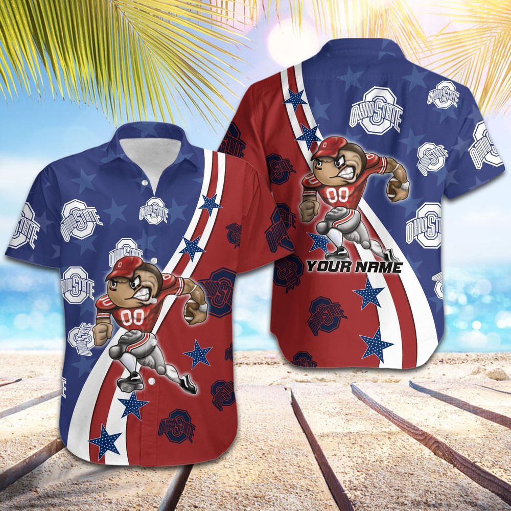 Personalized Ohio State Buckeyes American Flag Hawaiian Shirt Hot Trendy Summer 2024