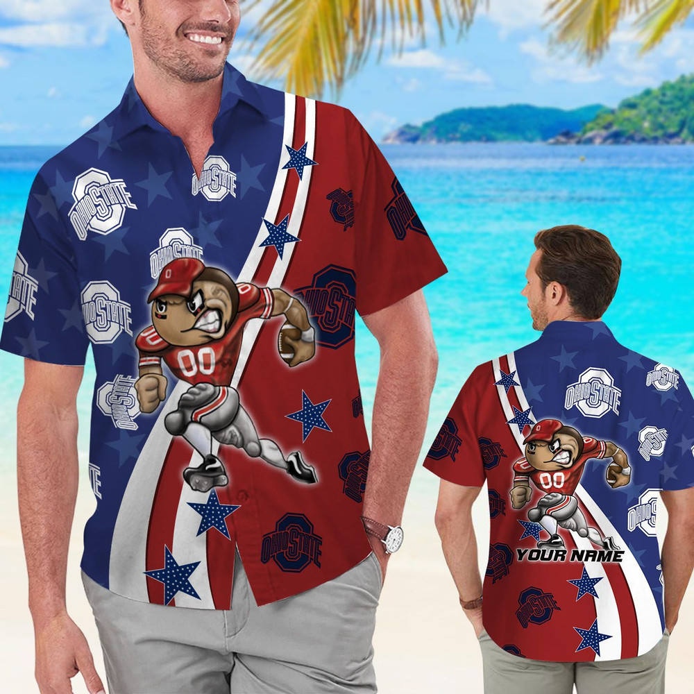 Personalized Ohio State Buckeyes American Flag Hawaiian Shirt Hot Trendy Summer 2024