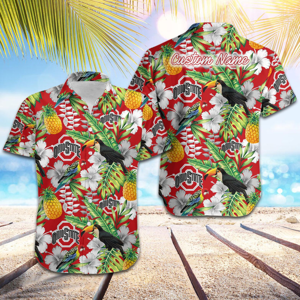 Personalized Ohio State Buckeyes Parrot Floral Tropical Hawaiian Shirt Hot Trendy Summer 2024