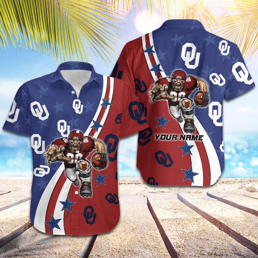 Personalized Oklahoma Sooners American Flag Hawaiian Shirt Hot Trendy Summer 2024