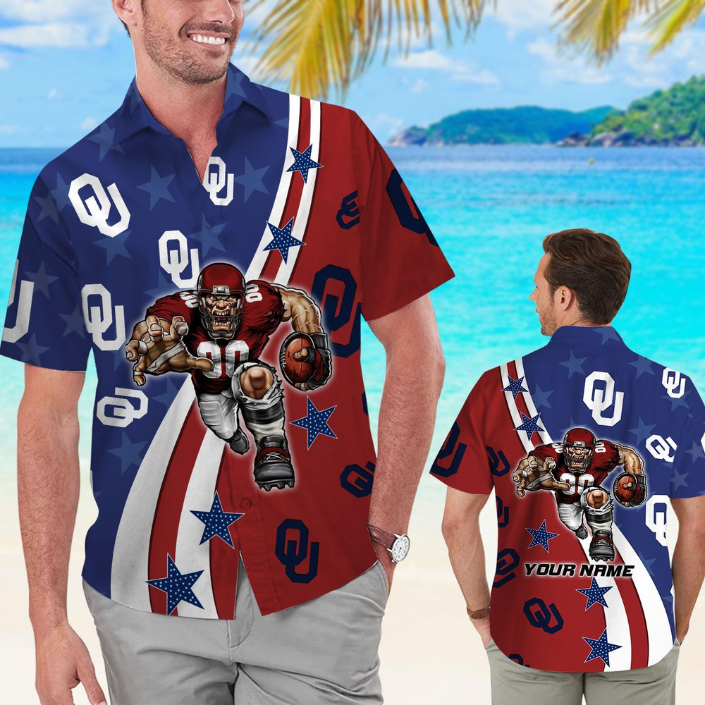 Personalized Oklahoma Sooners American Flag Hawaiian Shirt Hot Trendy Summer 2024