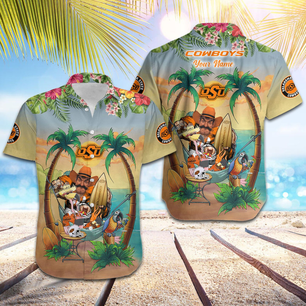 Personalized Oklahoma State Cowboys Flamingo Parrot Hawaiian Shirt Hot Trendy Summer 2024