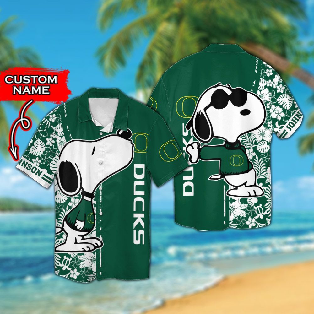 Personalized Oregon Ducks & Snoopy Hawaiian Shirt Hot Trendy Summer 2024