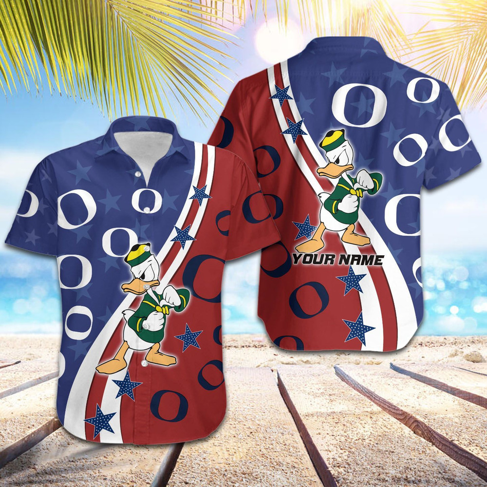 Personalized Oregon Ducks American Flag Hawaiian Shirt Hot Trendy Summer 2024