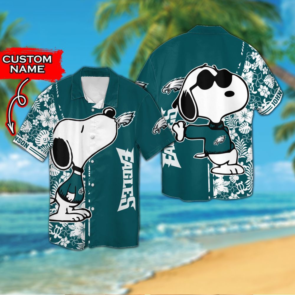 Personalized Philadelphia Eagles & Snoopy Hawaiian Shirt Hot Trendy Summer 2024