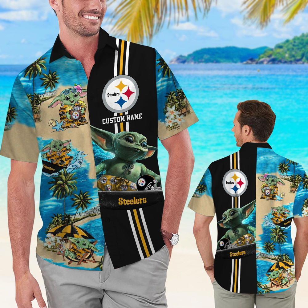 Personalized Pittsburgh Steelers & Baby Yoda Hawaiian Shirt Hot Trendy Summer 2024