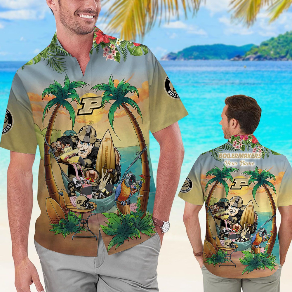 Personalized Purdue Boilermakers Flamingo Parrot Hawaiian Shirt Hot Trendy Summer 2024