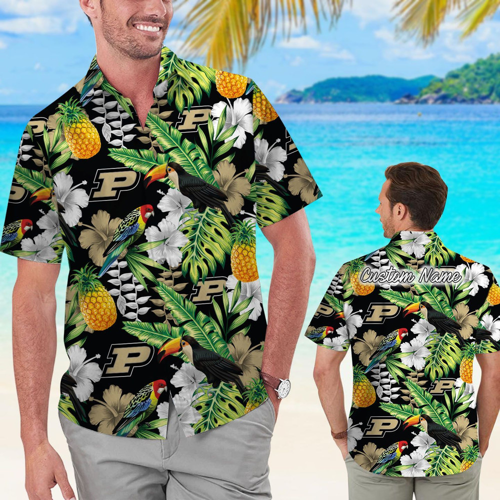 Personalized Purdue Boilermakers Parrot Floral Tropical Hawaiian Shirt Hot Trendy Summer 2024