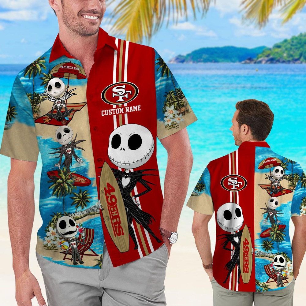 Personalized San Francisco 49ers & Jack Skellington Hawaiian Shirt Hot Trendy Summer 2024