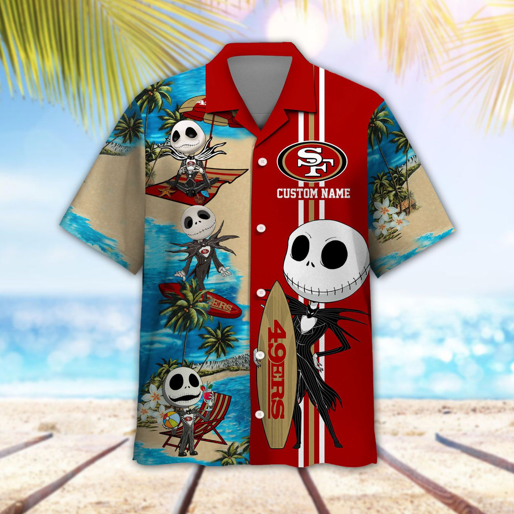 Personalized San Francisco 49ers & Jack Skellington Hawaiian Shirt Hot Trendy Summer 2024