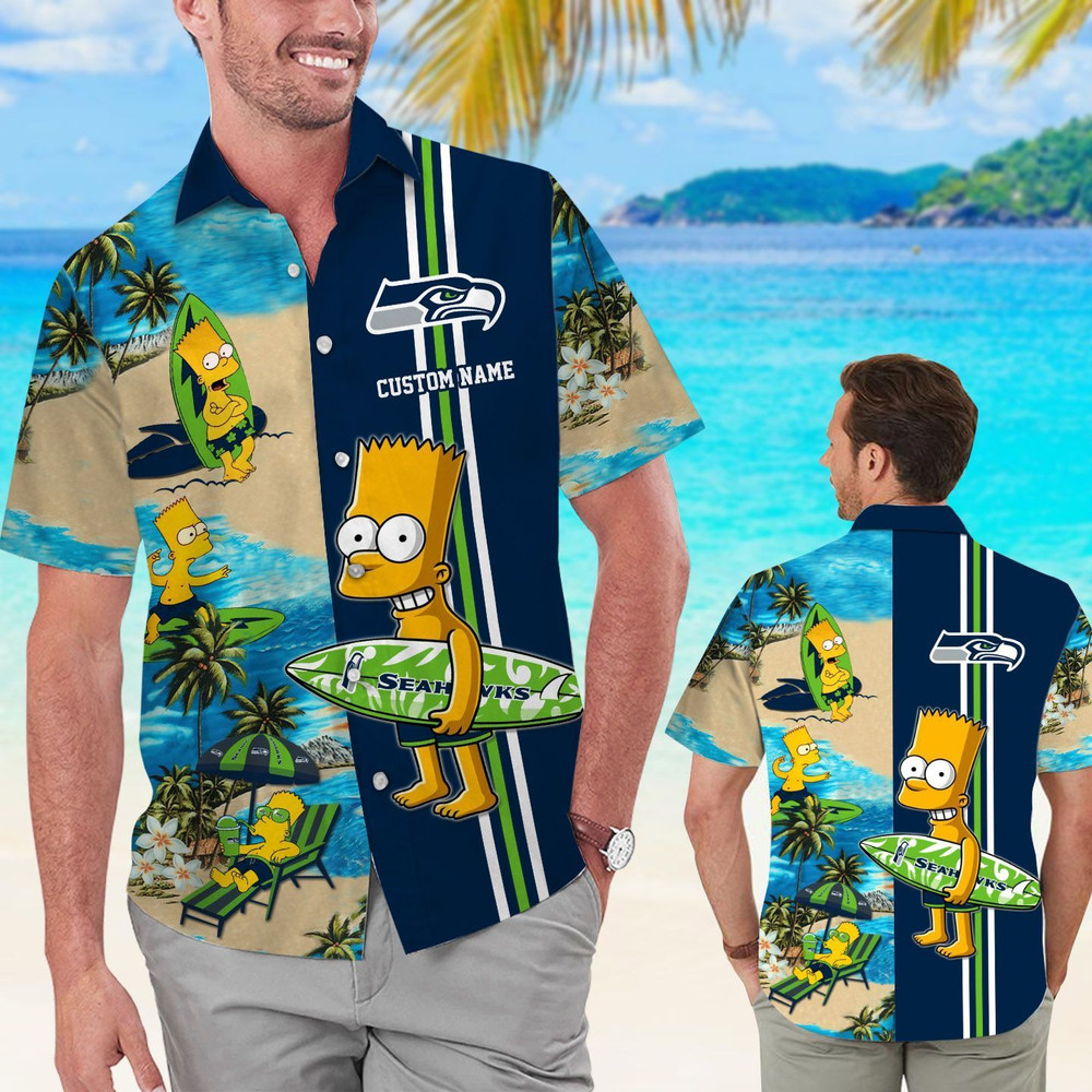 Personalized Seattle Seahawks & Simpsons Hawaiian Shirt Hot Trendy Summer 2024