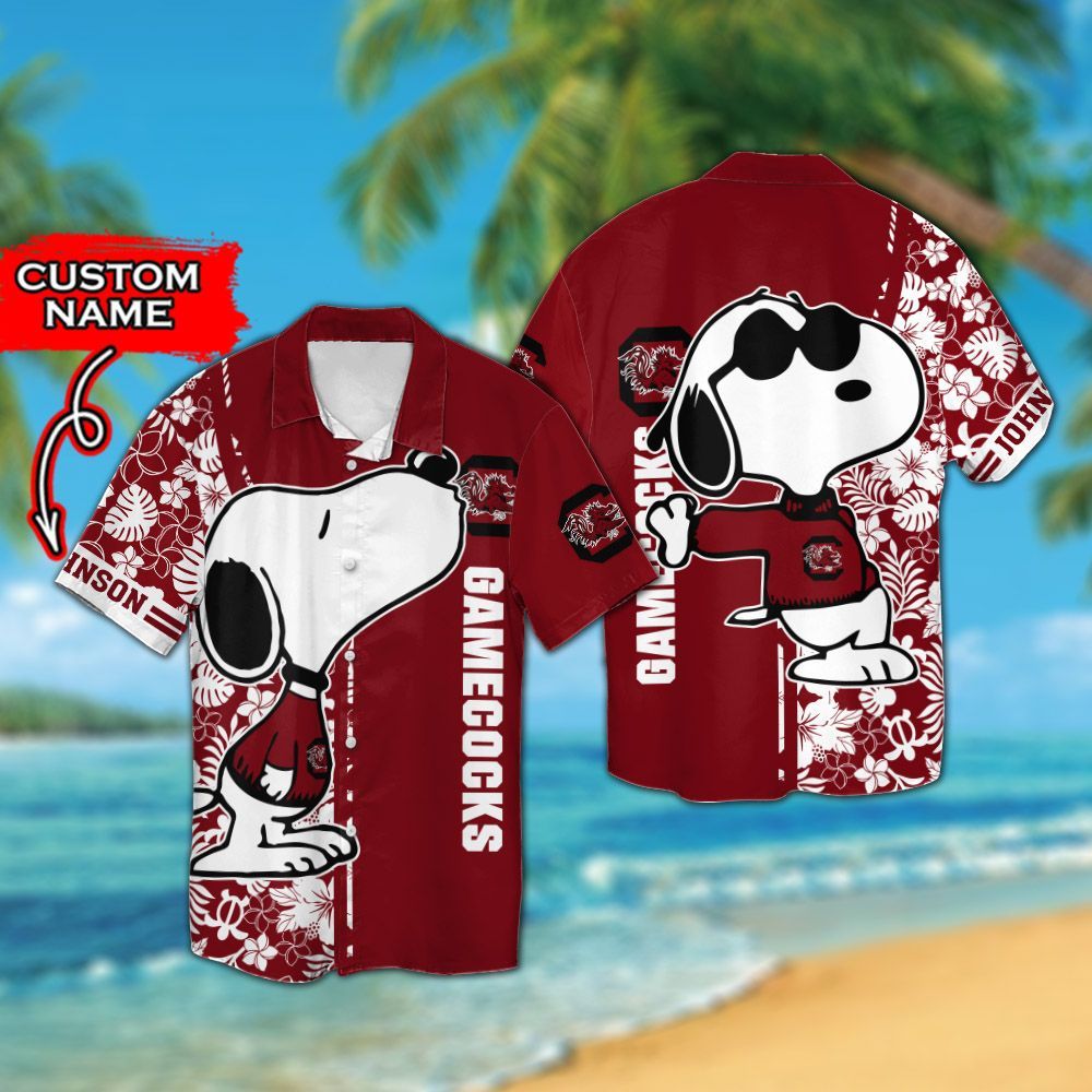 Personalized South Carolina Gamecocks & Snoopy Hawaiian Shirt Hot Trendy Summer 2024