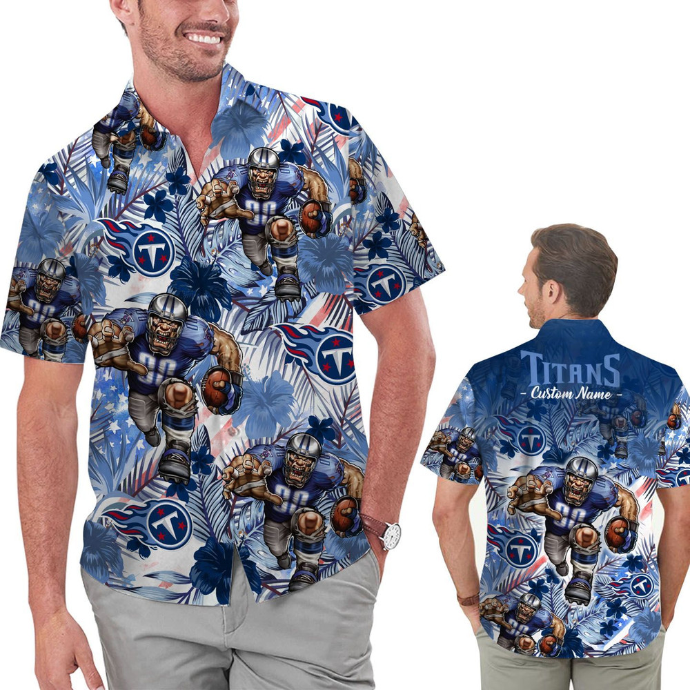 Personalized Tennessee Titans Tropical Floral America Flag Hawaiian Shirt Hot Trendy Summer 2024