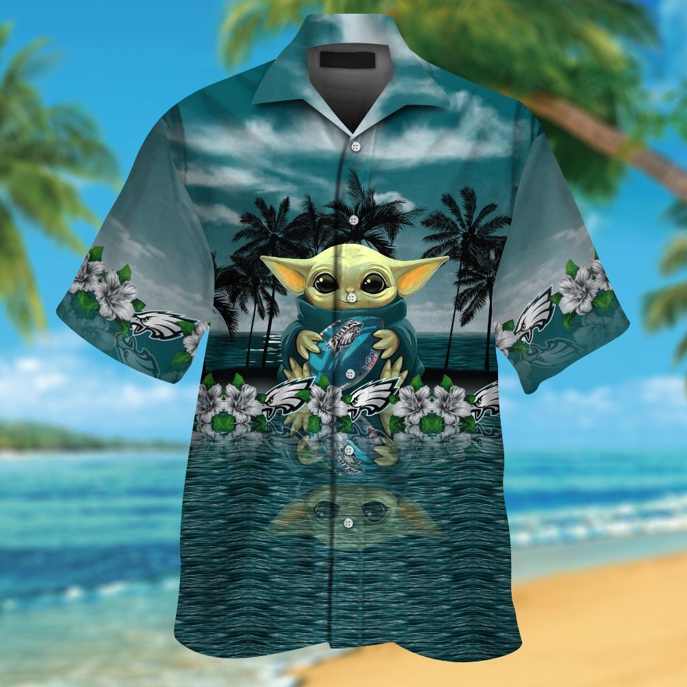 Philadelphia Eagles & Baby Yoda Hawaiian Shirt Hot Trendy Summer 2024