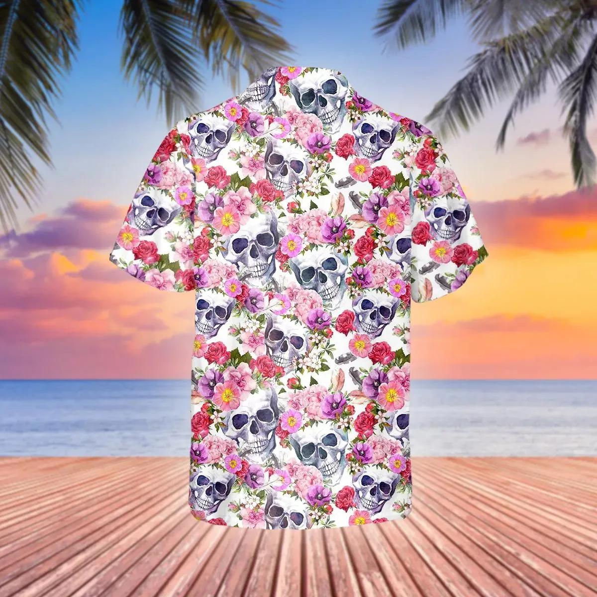 Pink Blossom Flowers Skull Hawaiian Shirt – Best Clothing For You