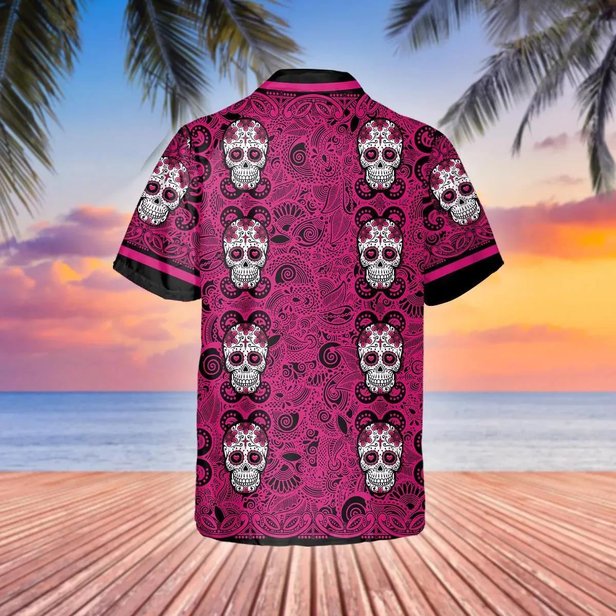 Pink Pattern Color Skull Hawaiian Shirt – Best Clothing For You