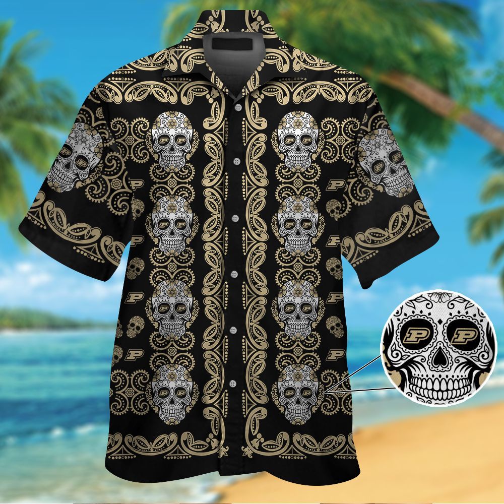 Purdue Boilermakers Skull Hawaiian Shirt Hot Trendy Summer 2024